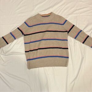 Faherty Tide Stripe Pullover Tan Sweater